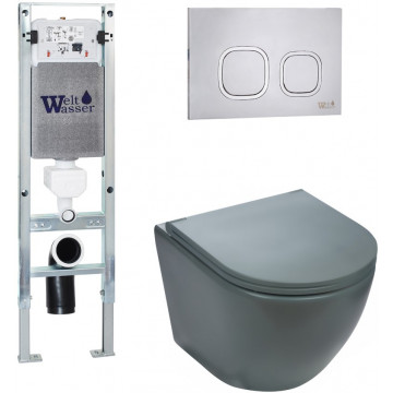 Подвесной унитаз с инсталляцией WeltWasser Amberg 350 ST / Merzbach 041 MT-GR / Amberg RD-MT CR 10000010850 матовый серый
