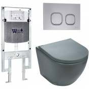 Подвесной унитаз с инсталляцией WeltWasser Amberg 497 ST / Merzbach 041 MT-GR / Amberg RD-CR 10000010859 матовый серый