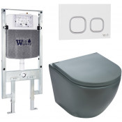 Подвесной унитаз с инсталляцией WeltWasser Amberg 497 ST / Merzbach 041 MT-GR / Amberg RD-WT 10000010861 матовый серый