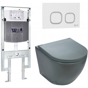 Подвесной унитаз с инсталляцией WeltWasser Amberg 497 ST / Merzbach 041 MT-GR / Amberg RD-WT 10000010861 матовый серый