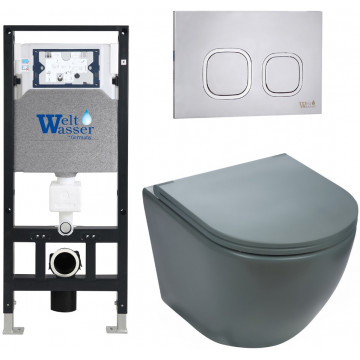 Подвесной унитаз с инсталляцией WeltWasser Amberg 506 / Merzbach 041 MT-GR / Amberg RD-MT CR 10000010870 матовый серый