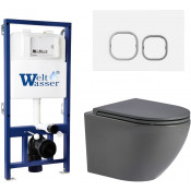 Подвесной унитаз с инсталляцией WeltWasser Bamberg 525 / Merzbach 041 MT-GR / Bamberg WT 10000013599 матовый серый