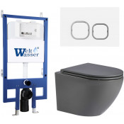 Подвесной унитаз с инсталляцией WeltWasser Bamberg 545 / Merzbach 041 MT-GR / Bamberg WT 10000013602 матовый серый