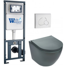 Подвесной унитаз с инсталляцией WeltWasser Marberg 410 / Merzbach 041 MT-GR / MAR 410 RD GL-WT 10000010874 матовый серый