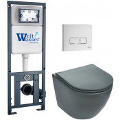 Подвесной унитаз с инсталляцией WeltWasser Marberg 410 / Merzbach 041 MT-GR / MAR 410 SE GL-WT 10000010877 матовый серый