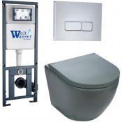 Подвесной унитаз с инсталляцией WeltWasser Marberg 410 / Merzbach 041 MT-GR / MAR 410 SE-CR 10000010876 матовый серый