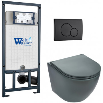 Подвесной унитаз с инсталляцией WeltWasser Marberg 507 / Merzbach 041 MT-GR / MAR 507 RD MT-BL 10000010882 матовый серый