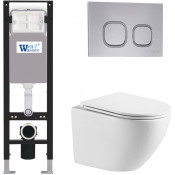 Подвесной унитаз с инсталляцией WeltWasser Amberg 350 / Merzbach 041 XL GL-WT / Amberg RD-CR 10000012360 белый глянец