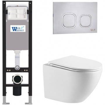 Подвесной унитаз с инсталляцией WeltWasser Amberg 350 / Merzbach 041 XL GL-WT / Amberg RD-MT CR 10000012361 белый глянец