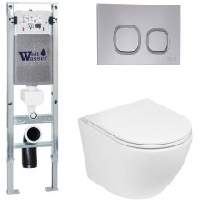 Подвесной унитаз с инсталляцией WeltWasser Amberg 350 ST / Merzbach 041 XL GL-WT / Amberg RD-CR 10000010889 белый глянец