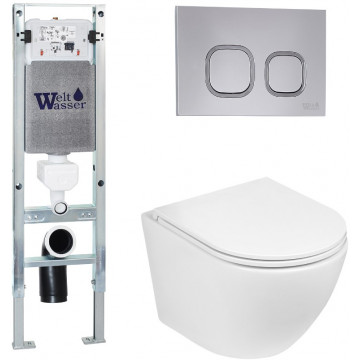 Подвесной унитаз с инсталляцией WeltWasser Amberg 350 ST / Merzbach 041 XL GL-WT / Amberg RD-CR 10000010889 белый глянец