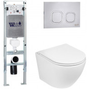 Подвесной унитаз с инсталляцией WeltWasser Amberg 350 ST / Merzbach 041 XL GL-WT / Amberg RD-MT CR 10000010890 белый глянец