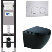 Подвесной унитаз с инсталляцией WeltWasser Amberg 350 / Merzbach 041 XL MT-BL / Amberg RD-MT CR 10000012366 черный матовый