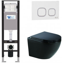 Подвесной унитаз с инсталляцией WeltWasser Amberg 350 / Merzbach 041 XL MT-BL / Amberg RD-WT 10000012367 черный матовый