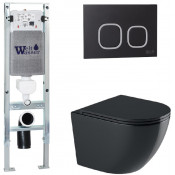 Подвесной унитаз с инсталляцией WeltWasser Amberg 350 ST / Merzbach 041 XL MT-BL / Amberg RD-BL 10000010928 черный матовый