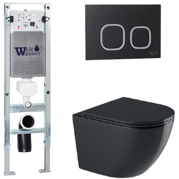 Подвесной унитаз с инсталляцией WeltWasser Amberg 350 ST / Merzbach 041 XL MT-BL / Amberg RD-BL 10000010928 черный матовый