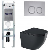 Подвесной унитаз с инсталляцией WeltWasser Amberg 350 ST / Merzbach 041 XL MT-BL / Amberg RD-CR 10000010929 черный матовый