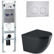 Подвесной унитаз с инсталляцией WeltWasser Amberg 350 ST / Merzbach 041 XL MT-BL / Amberg RD-MT CR 10000010930 черный матовый