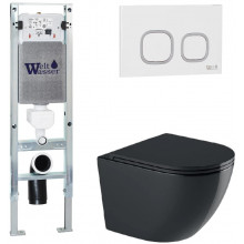 Подвесной унитаз с инсталляцией WeltWasser Amberg 350 ST / Merzbach 041 XL MT-BL / Amberg RD-WT 10000010931 черный матовый