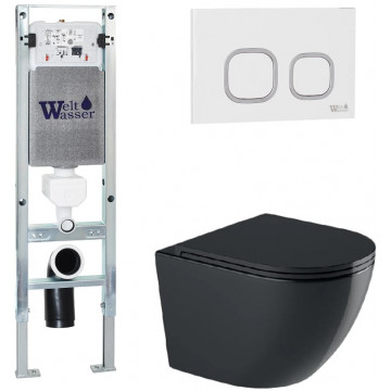 Подвесной унитаз с инсталляцией WeltWasser Amberg 350 ST / Merzbach 041 XL MT-BL / Amberg RD-WT 10000010931 черный матовый