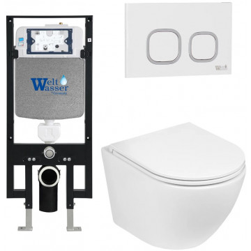 Подвесной унитаз с инсталляцией WeltWasser Amberg 497 / Merzbach 041 XL GL-WT / Amberg RD-WT 10000010896 белый глянец