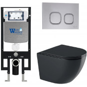 Подвесной унитаз с инсталляцией WeltWasser Amberg 497 / Merzbach 041 XL MT-BL / Amberg RD-CR 10000010934 черный матовый