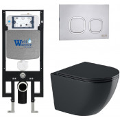 Подвесной унитаз с инсталляцией WeltWasser Amberg 497 / Merzbach 041 XL MT-BL / Amberg RD-MT CR 10000010935 черный матовый