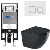 Подвесной унитаз с инсталляцией WeltWasser Amberg 497 / Merzbach 041 XL MT-BL / Amberg RD-WT 10000010936 черный матовый