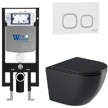 Подвесной унитаз с инсталляцией WeltWasser Amberg 497 / Merzbach 041 XL MT-BL / Amberg RD-WT 10000010936 черный матовый