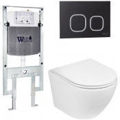 Подвесной унитаз с инсталляцией WeltWasser Amberg 497 ST / Merzbach 041 XL GL-WT / Amberg RD-BL 10000010898 белый глянец