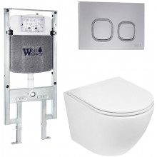 Подвесной унитаз с инсталляцией WeltWasser Amberg 497 ST / Merzbach 041 XL GL-WT / Amberg RD-CR 10000010899 белый глянец