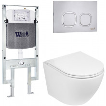 Подвесной унитаз с инсталляцией WeltWasser Amberg 497 ST / Merzbach 041 XL GL-WT / Amberg RD-MT CR 10000010900 белый глянец