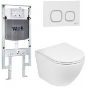 Подвесной унитаз с инсталляцией WeltWasser Amberg 497 ST / Merzbach 041 XL GL-WT / Amberg RD-WT 10000010901 белый глянец