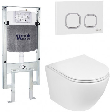 Подвесной унитаз с инсталляцией WeltWasser Amberg 497 ST / Merzbach 041 XL GL-WT / Amberg RD-WT 10000010901 белый глянец