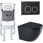 Подвесной унитаз с инсталляцией WeltWasser Amberg 497 ST / Merzbach 041 XL MT-BL / Amberg RD-BL 10000010938 черный матовый