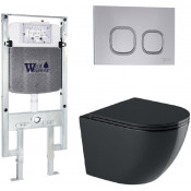 Подвесной унитаз с инсталляцией WeltWasser Amberg 497 ST / Merzbach 041 XL MT-BL / Amberg RD-CR 10000010939 черный матовый
