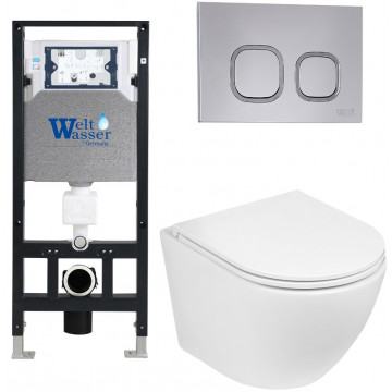 Подвесной унитаз с инсталляцией WeltWasser Amberg 506 / Merzbach 041 XL GL-WT / Amberg RD-CR 10000010909 белый глянец