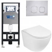 Подвесной унитаз с инсталляцией WeltWasser Amberg 506 / Merzbach 041 XL GL-WT / Amberg RD-MT CR 10000010910 белый глянец