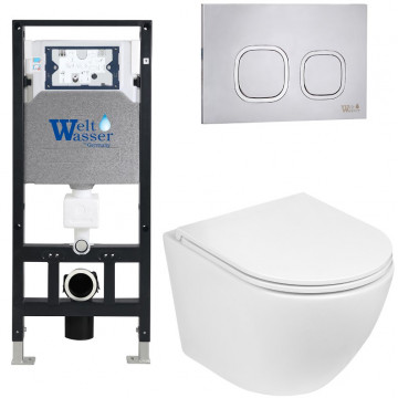 Подвесной унитаз с инсталляцией WeltWasser Amberg 506 / Merzbach 041 XL GL-WT / Amberg RD-MT CR 10000010910 белый глянец