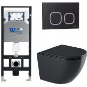 Подвесной унитаз с инсталляцией WeltWasser Amberg 506 / Merzbach 041 XL MT-BL / Amberg RD-BL 10000010948 черный матовый