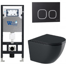 Подвесной унитаз с инсталляцией WeltWasser Amberg 506 / Merzbach 041 XL MT-BL / Amberg RD-BL 10000010948 черный матовый