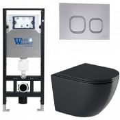 Подвесной унитаз с инсталляцией WeltWasser Amberg 506 / Merzbach 041 XL MT-BL / Amberg RD-CR 10000010949 черный матовый