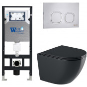 Подвесной унитаз с инсталляцией WeltWasser Amberg 506 / Merzbach 041 XL MT-BL / Amberg RD-MT CR 10000010950 черный матовый
