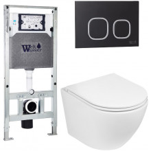 Подвесной унитаз с инсталляцией WeltWasser Amberg 506 ST / Merzbach 041 XL GL-WT / Amberg RD-BL 10000010903 белый глянец