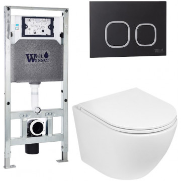 Подвесной унитаз с инсталляцией WeltWasser Amberg 506 ST / Merzbach 041 XL GL-WT / Amberg RD-BL 10000010903 белый глянец