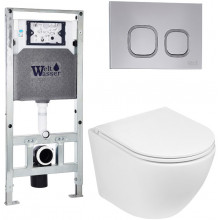 Подвесной унитаз с инсталляцией WeltWasser Amberg 506 ST / Merzbach 041 XL GL-WT / Amberg RD-CR 10000010904 белый глянец