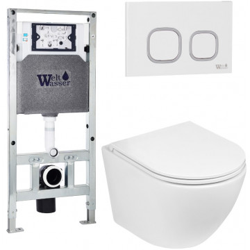 Подвесной унитаз с инсталляцией WeltWasser Amberg 506 ST / Merzbach 041 XL GL-WT / Amberg RD-WT 10000010906 белый глянец