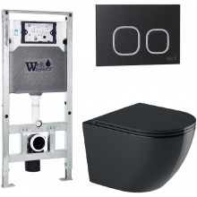 Подвесной унитаз с инсталляцией WeltWasser Amberg 506 ST / Merzbach 041 XL MT-BL / Amberg RD-BL 10000010943 черный матовый