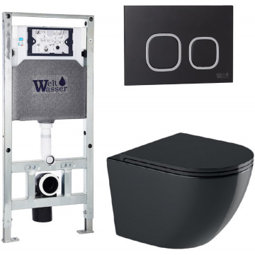 Подвесной унитаз с инсталляцией WeltWasser Amberg 506 ST / Merzbach 041 XL MT-BL / Amberg RD-BL 10000010943 черный матовый