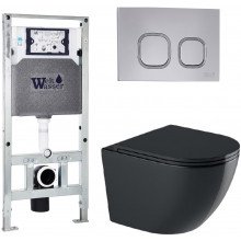 Подвесной унитаз с инсталляцией WeltWasser Amberg 506 ST / Merzbach 041 XL MT-BL / Amberg RD-CR 10000010944 черный матовый